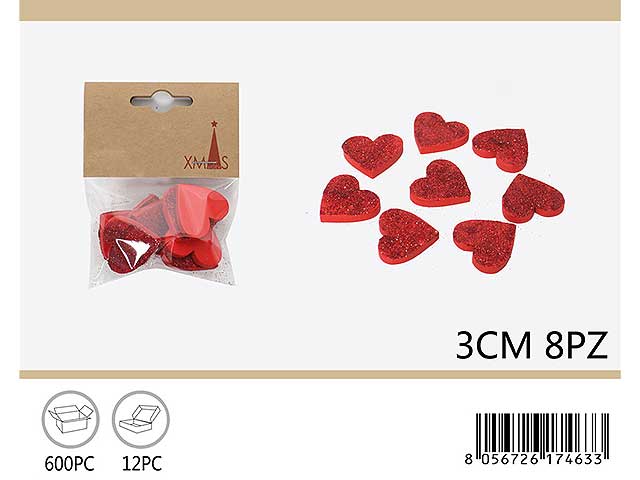 Cuoricino 3cm 8 pezzi rosso