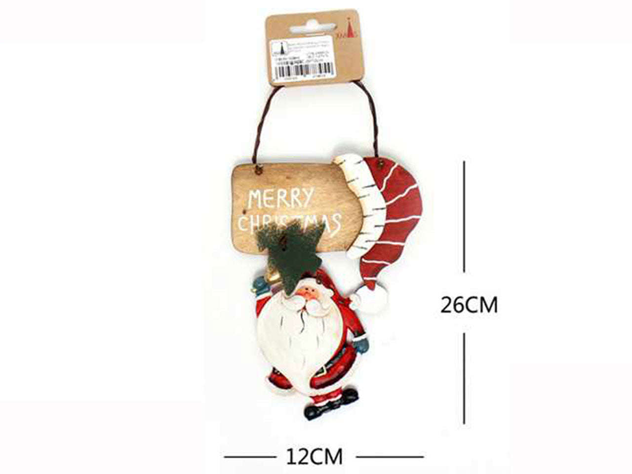 Babbo natale merry christmas  in legno 26x12cm