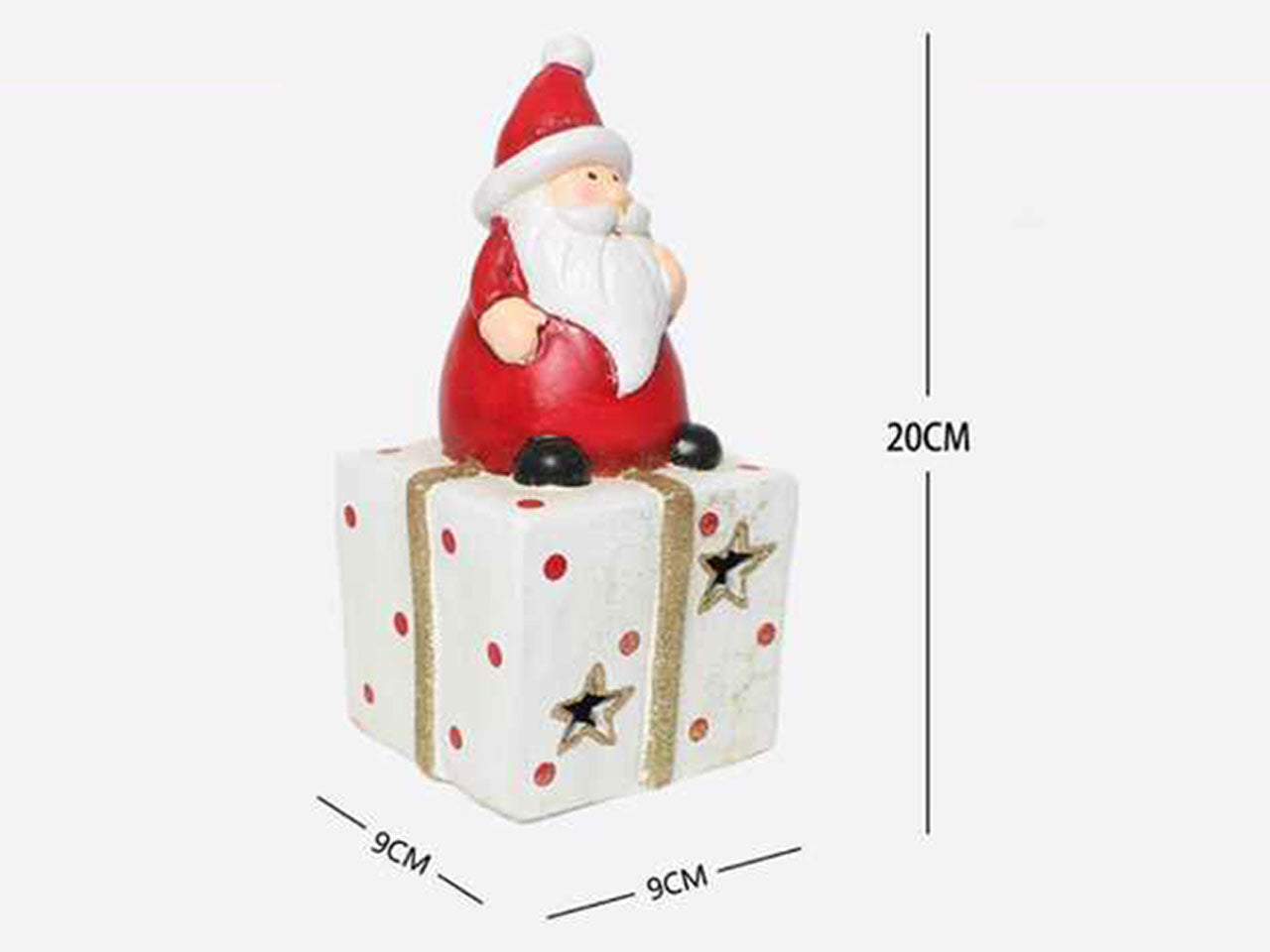 Babbo natale con pacco regalo 9x9x20cm