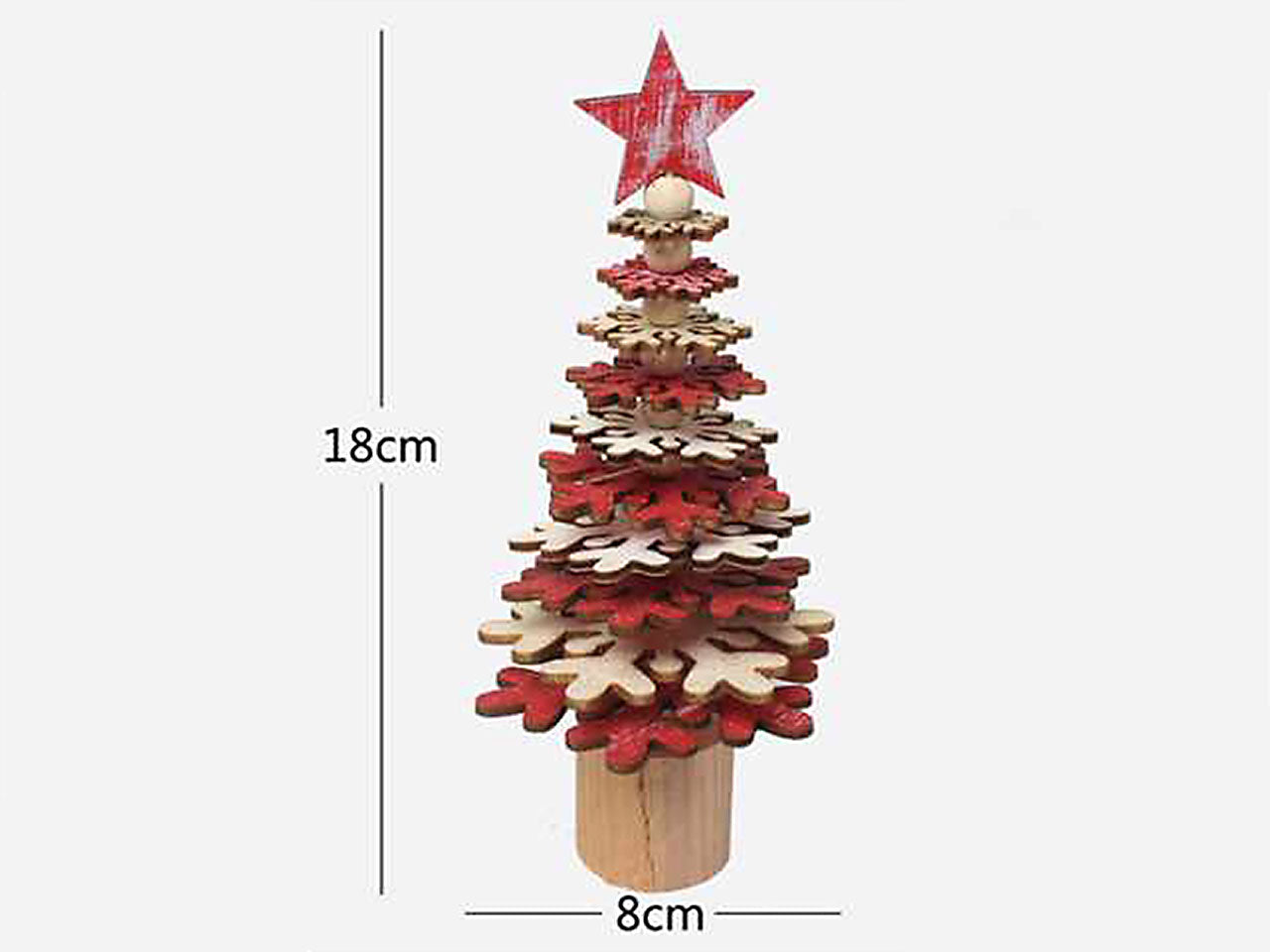 Albero di natale decorativo con rami a fiocchi di neve 18x8cm