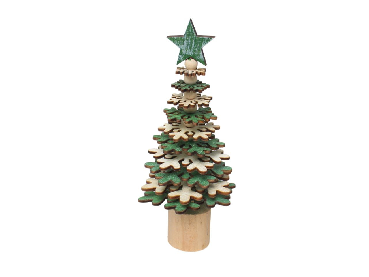 Albero di natale decorativo con rami a fiocchi di neve 18x8cm