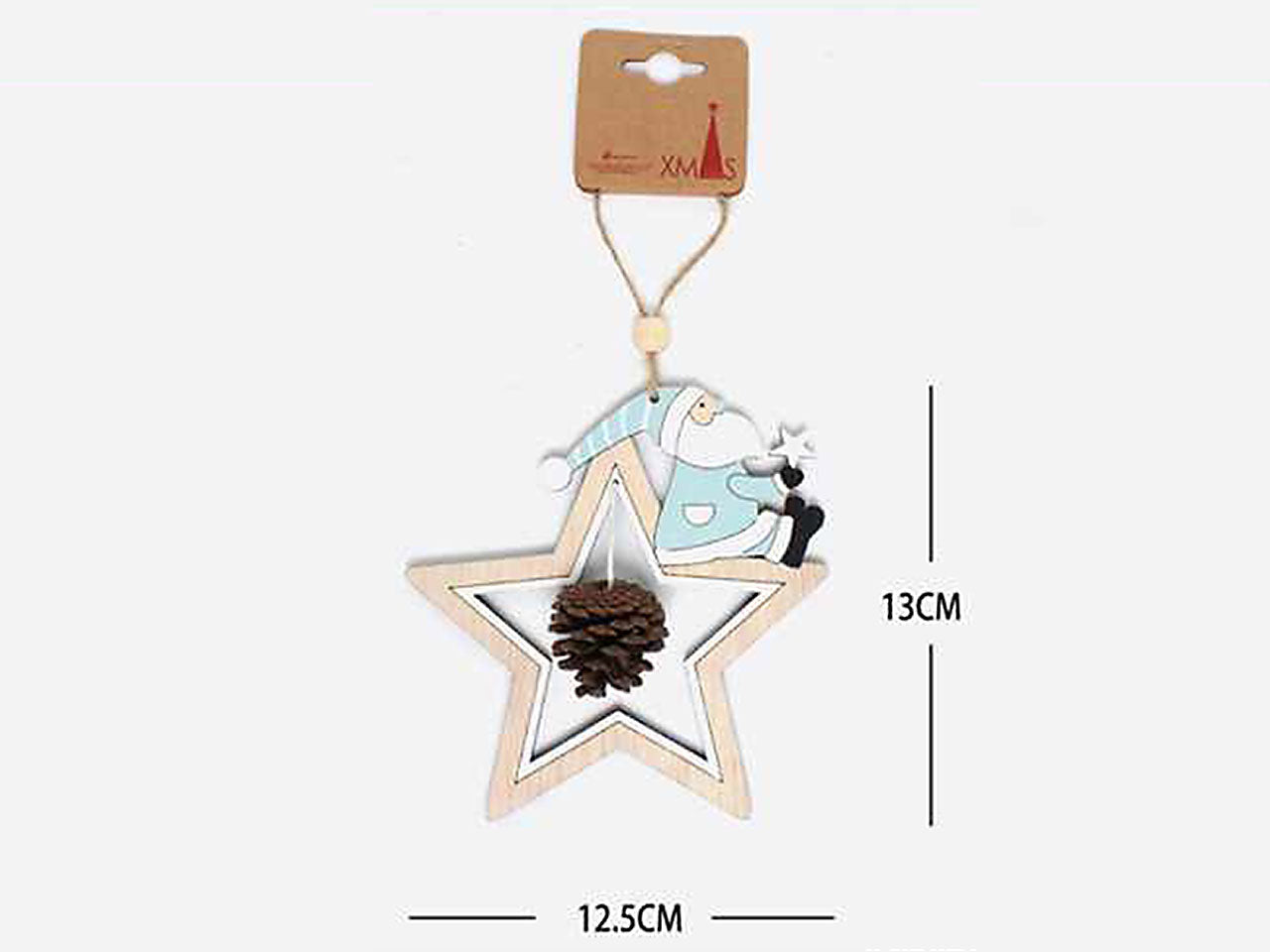 Stella con babbo natale pendente decorativo 0.5x12.5x13cm