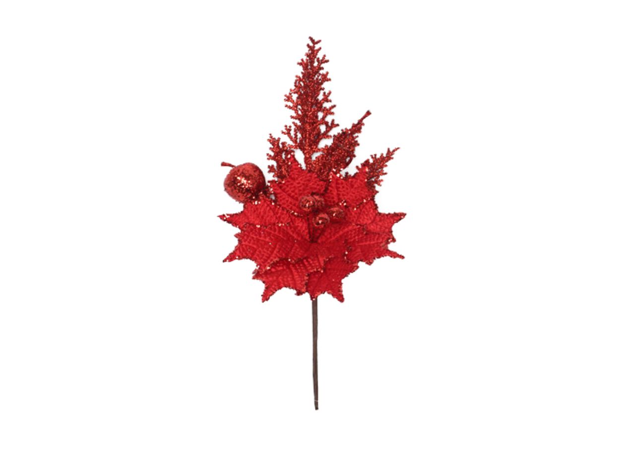 Fiore natalizio artificiale colore rosso misura 15x32cm