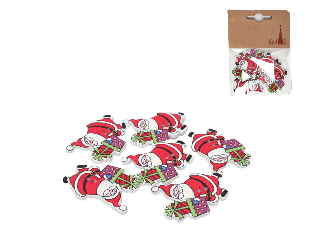 Babbo natale decorativo misura 3x3,8cm la confezione comprende 6 babbo natale