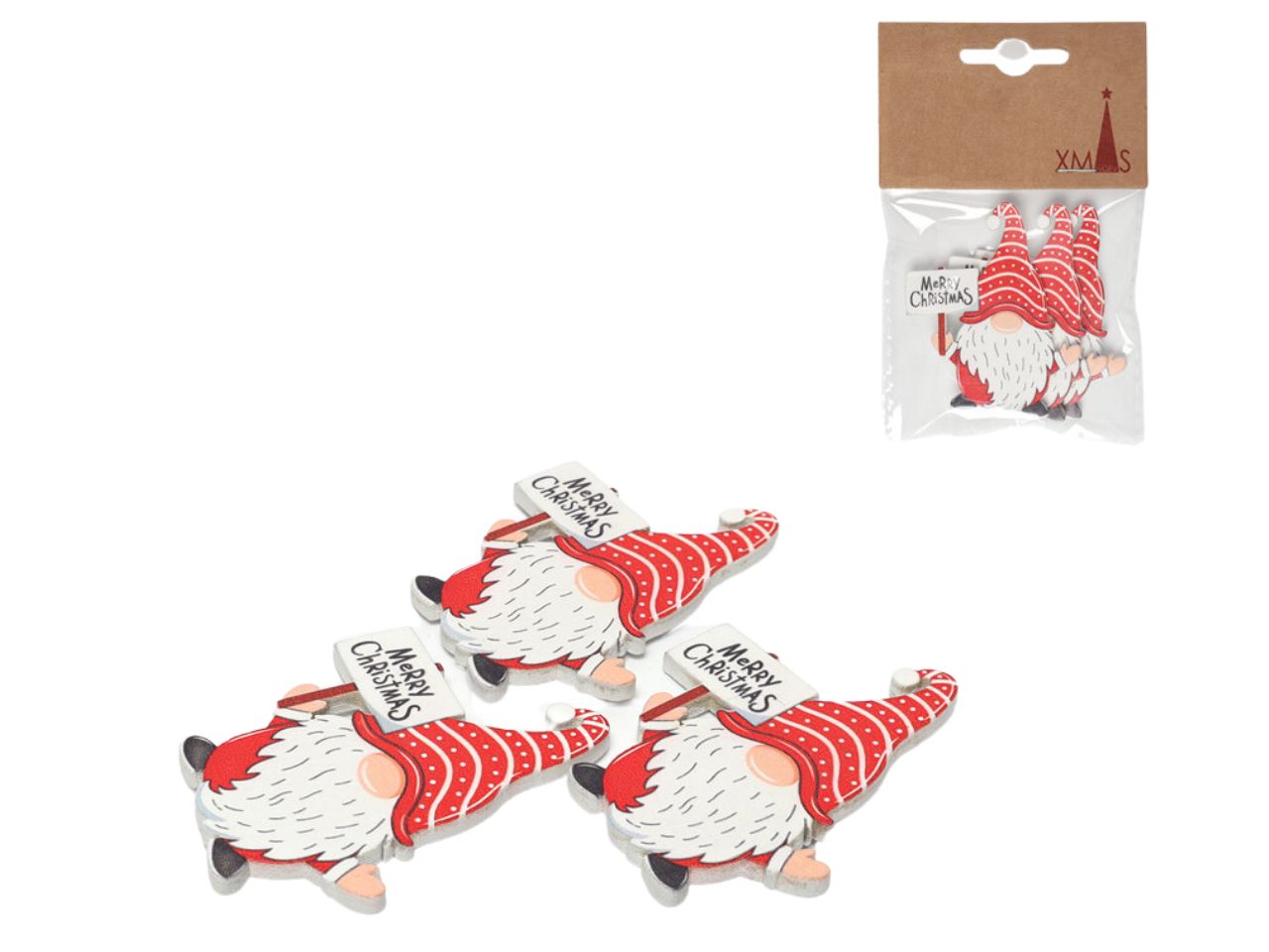 Gnomo decorativo misura 5x0,2cm la confezione comprende 3 gnomi