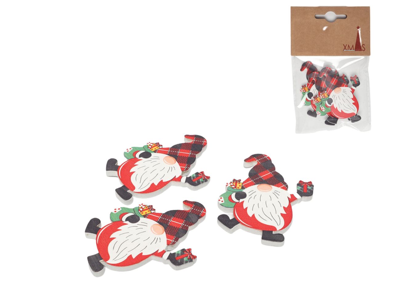 Gnomo decorativo misura 4,5x0,1cm la confezione comprende 3 gnomi
