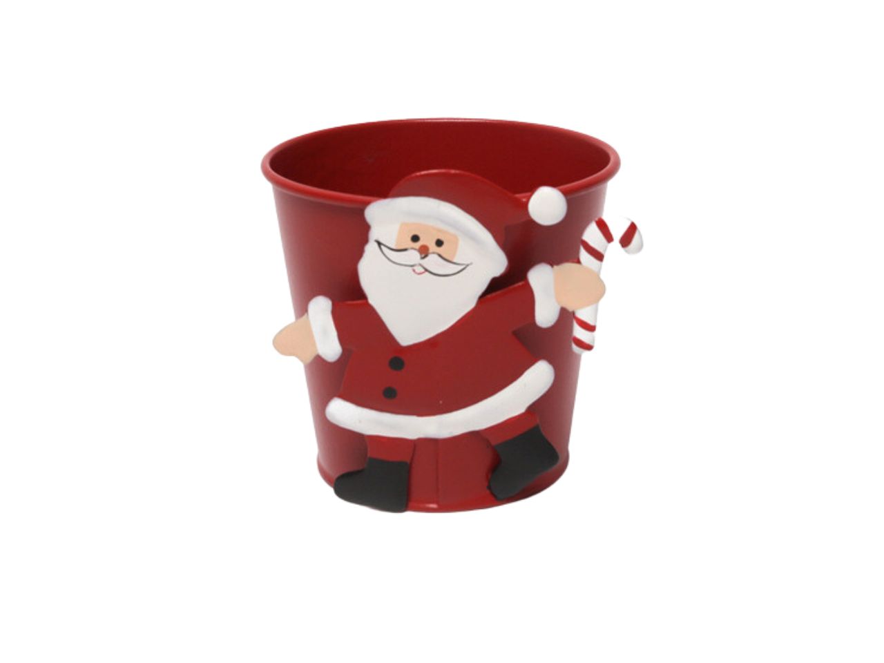 Decorazione natalizia vasetto con babbo natale misura 8x8cm