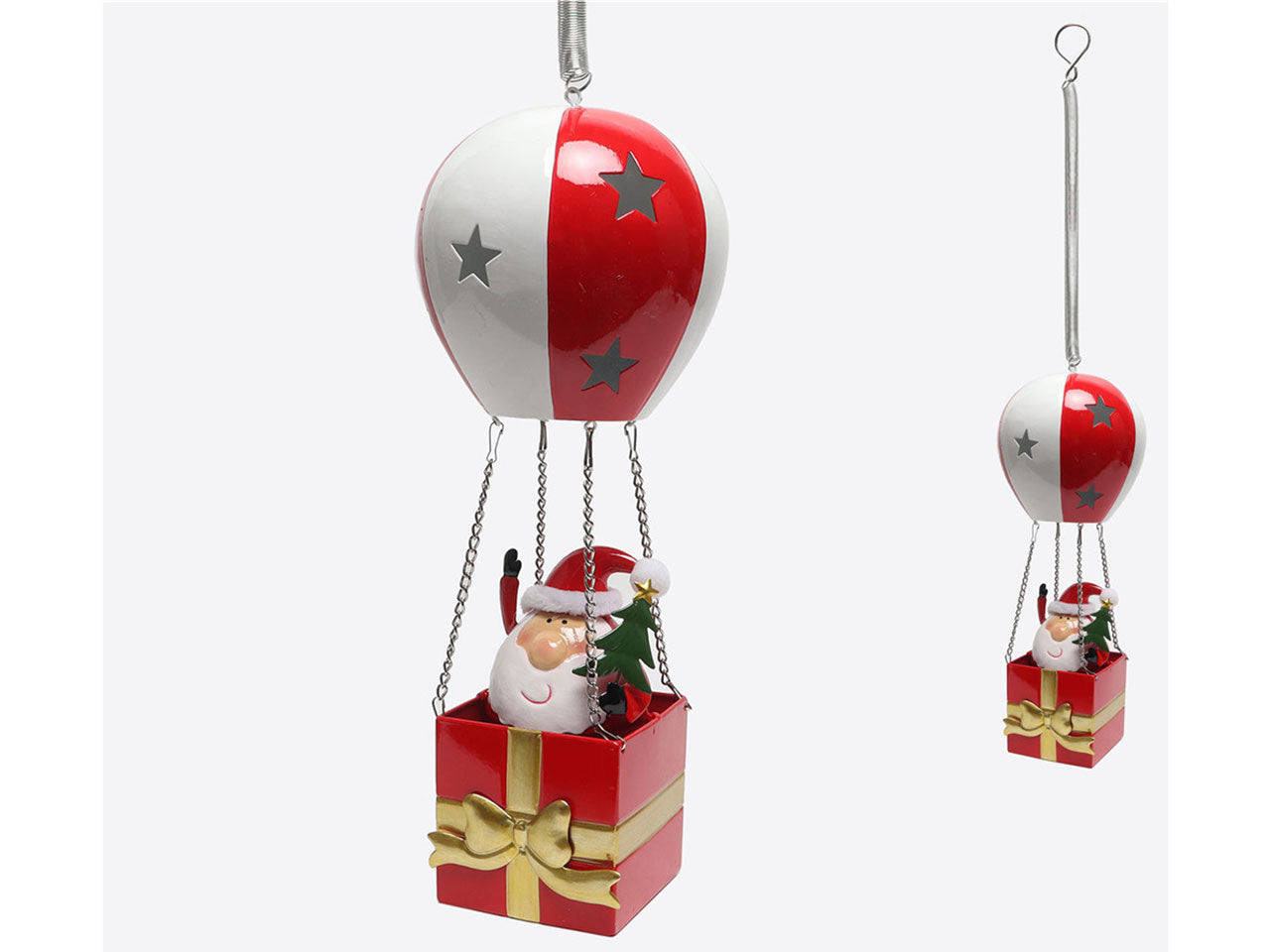 Pendente babbo natale mongolfiera 12,5x12,5x56cm