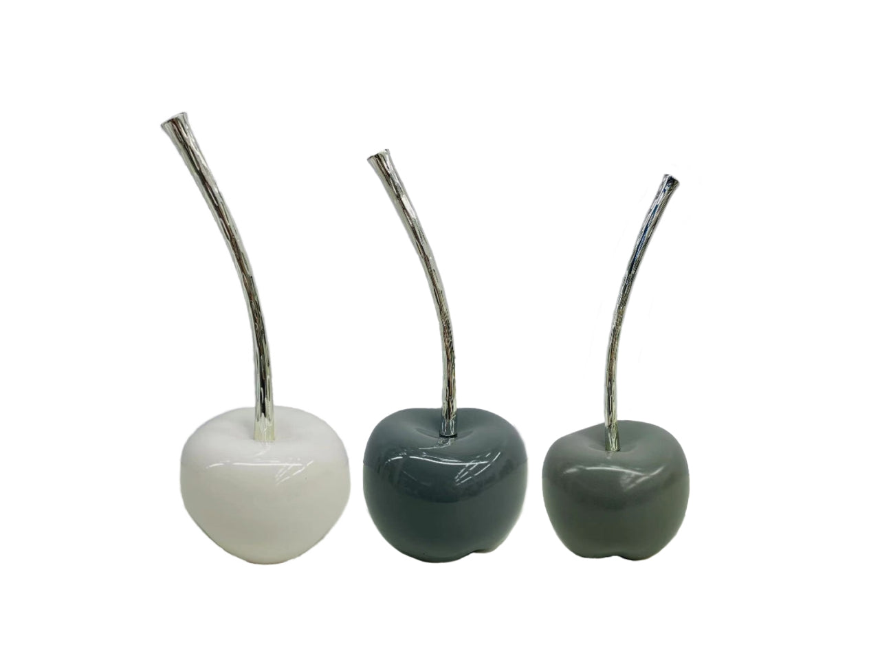 Ciliegia decorativa in ceramica bianco e grigio stile contemporaneo, set da 3 -  Casa Milano