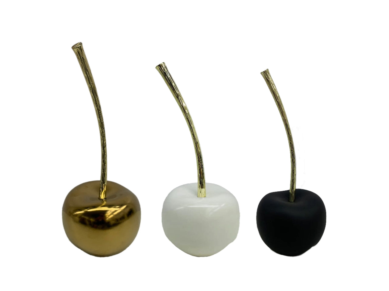 Ciliegia decorativa in ceramica dorata, bianco e nero stile contemporaneo, set da 3 -  Casa Milano