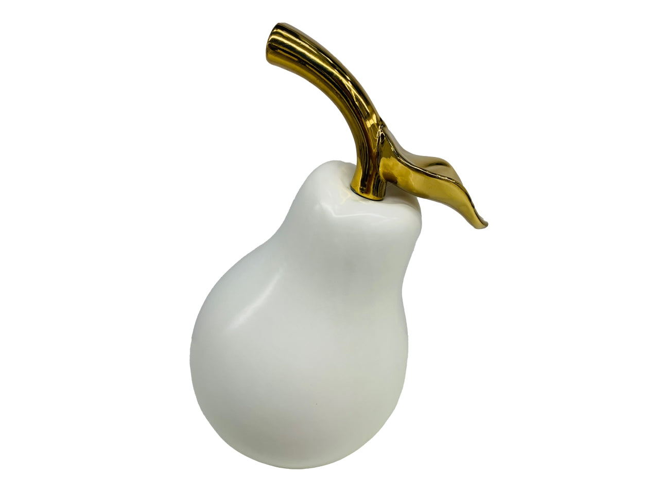 Pera bianca opaca con gambo oro lucido 28x28x42cm - Casa Milano