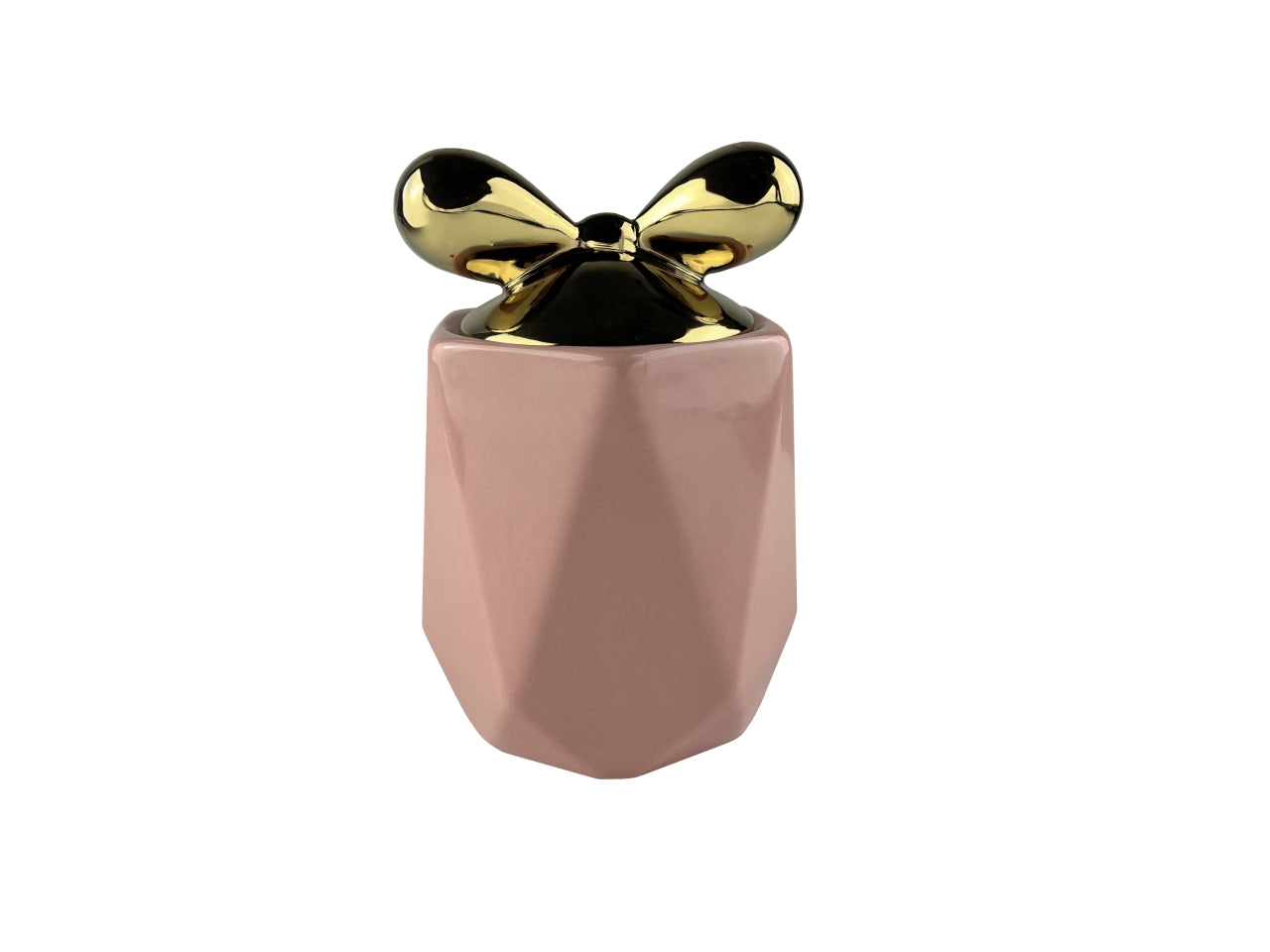 Barattolo decorativo in porcellana rosa con tappo fiocco oro da 2700 ml - Casa Milano
