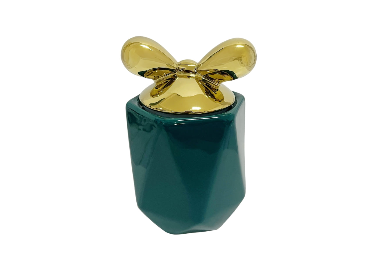 Barattolo decorativo in porcellana verde ottanio con tappo fiocco oro da 2700 ml - Casa Milano