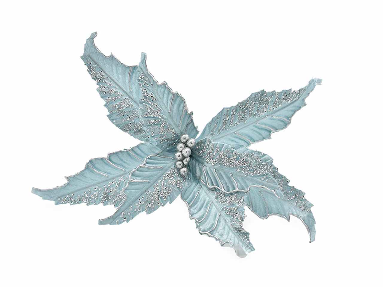 Fiore gambo corto d.50cm celeste/argento