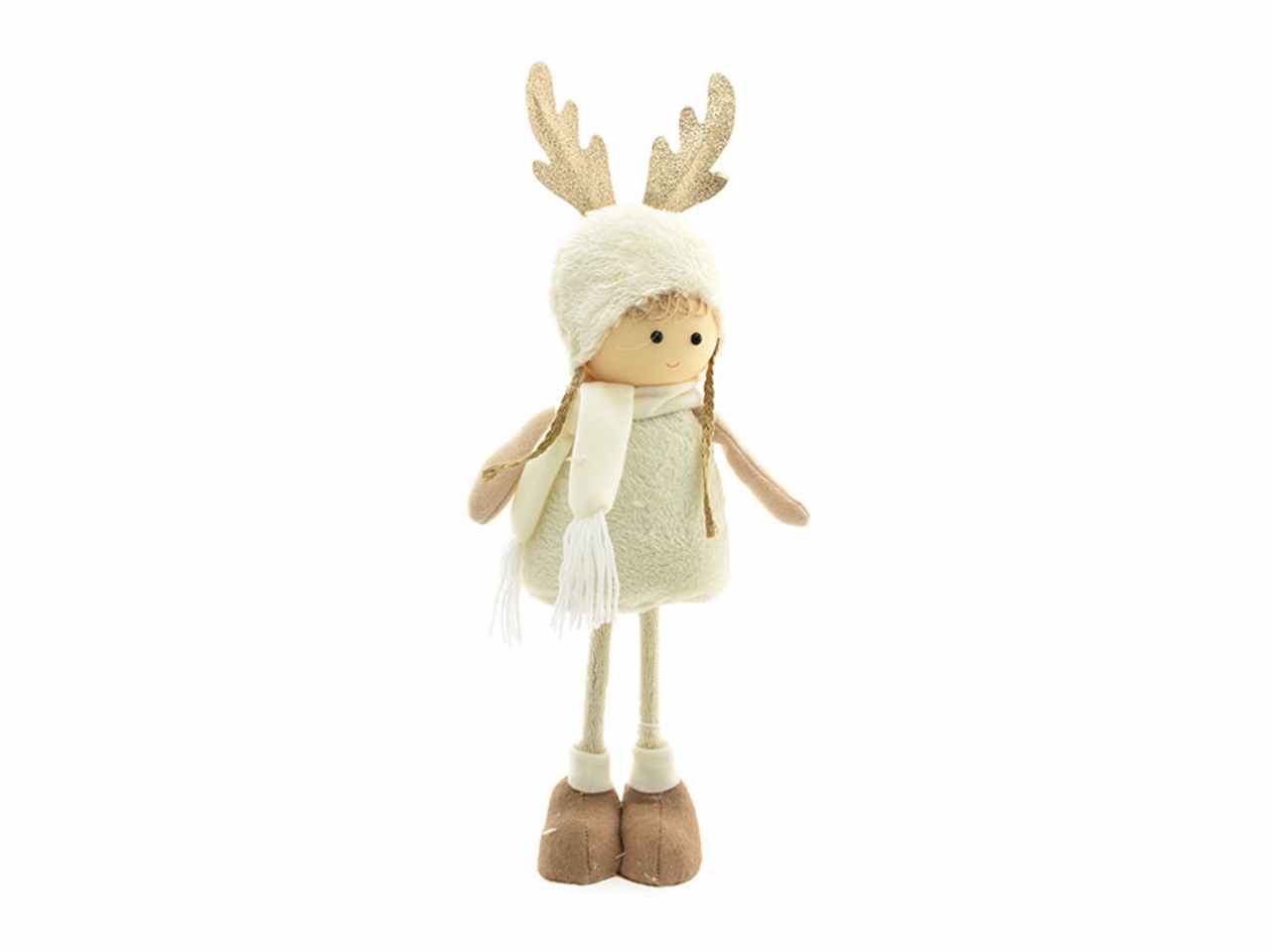 Bambolina cappello renna 53cm bianco