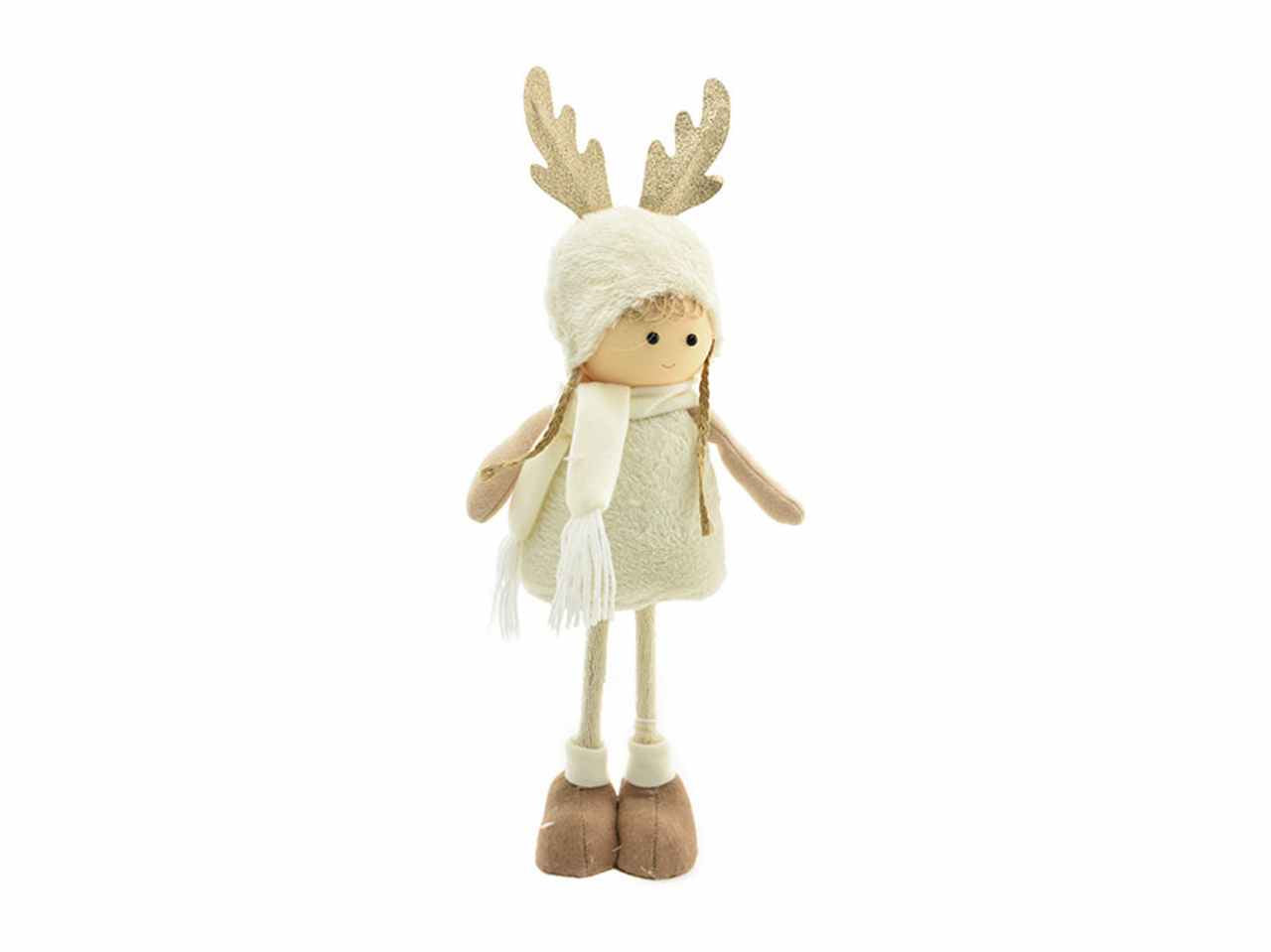 Bambolina cappello renna 65cm bianco