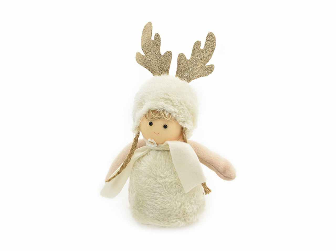 Bambolina cappello renna 25cm bianco