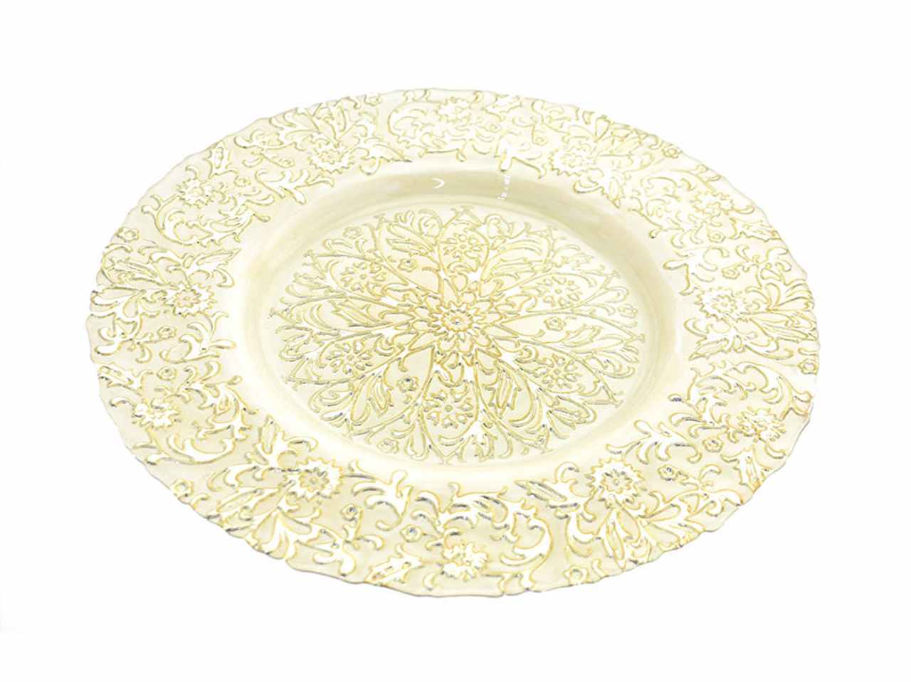 Sottopiatto in vetro d.33cm champagne/oro