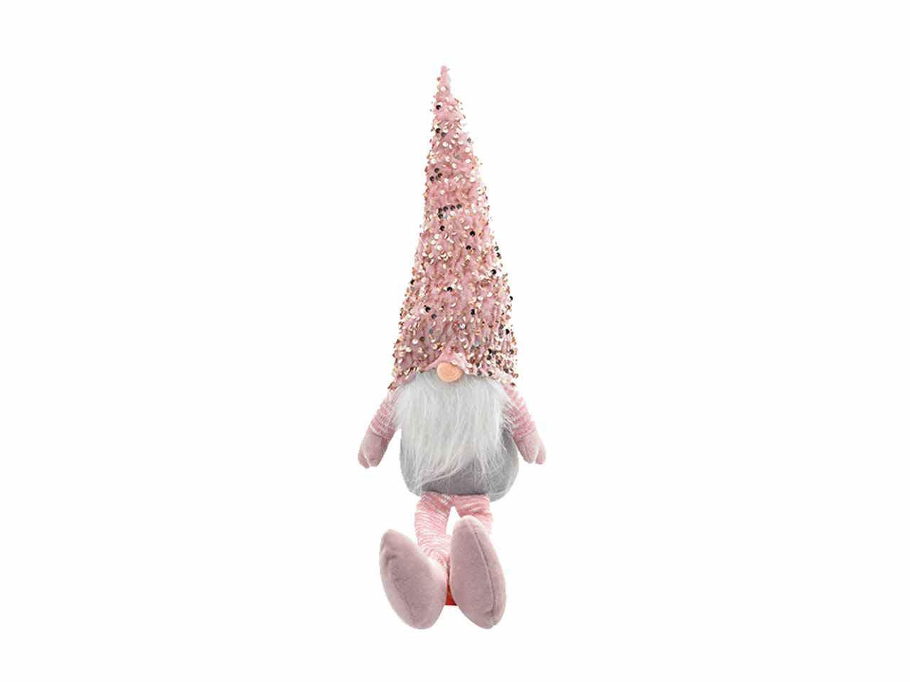 Gnomo con treccine h.75cm rosa