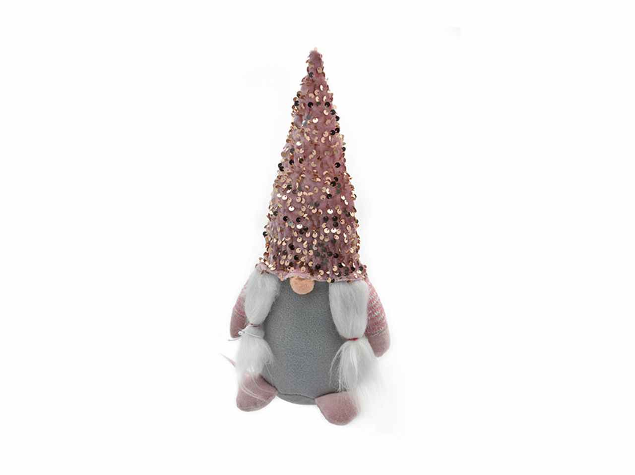 Gnomo con treccine 13x32cm rosa