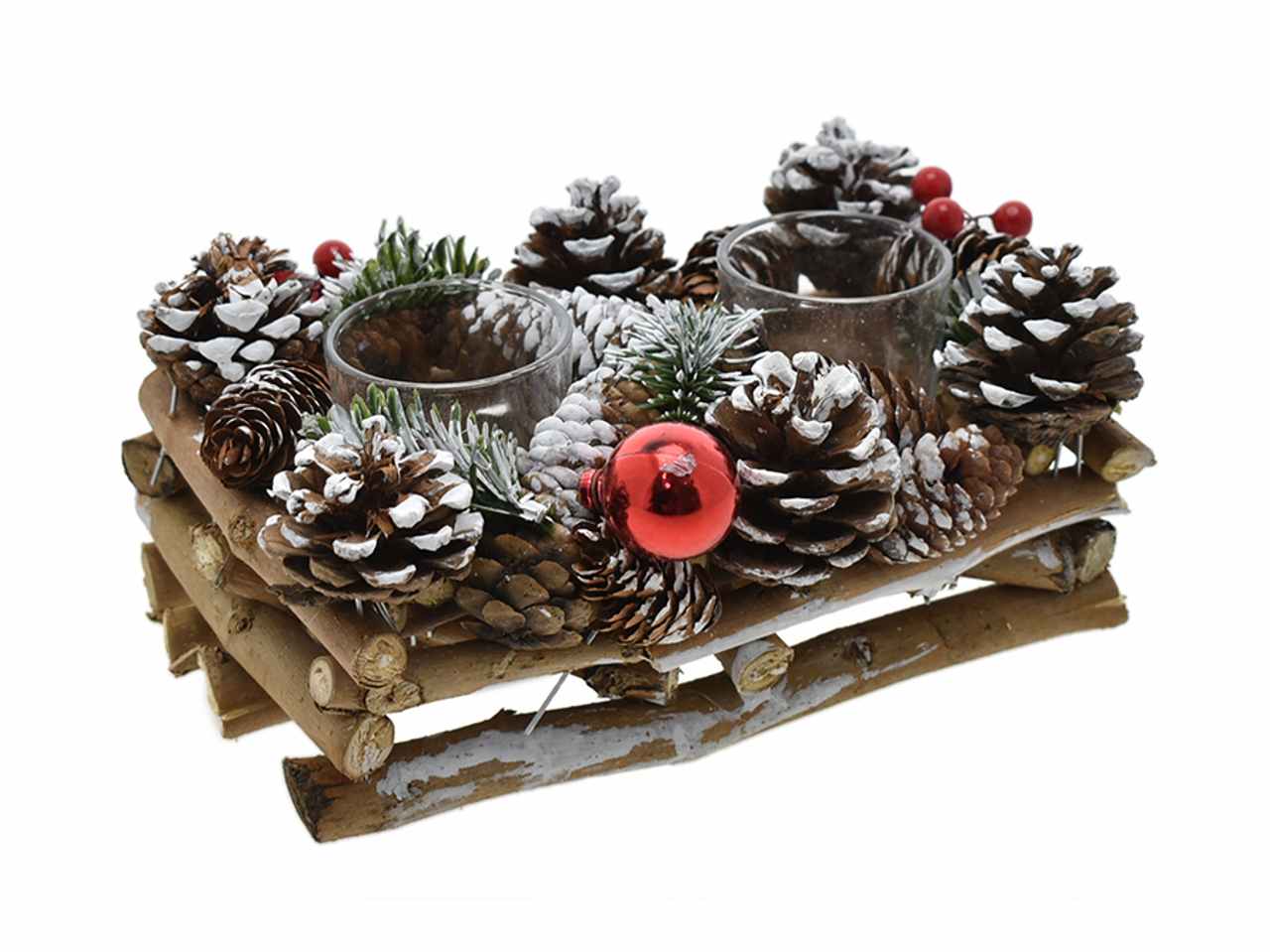 Porta tealight 2 fiamme 24x14cm