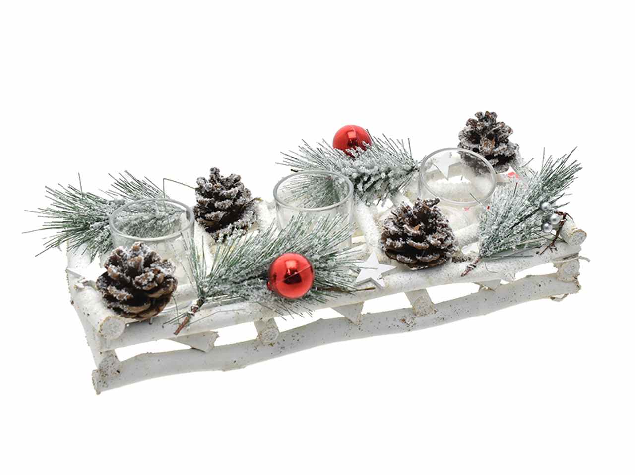 Porta tealight 3 fiamme 35x14cm