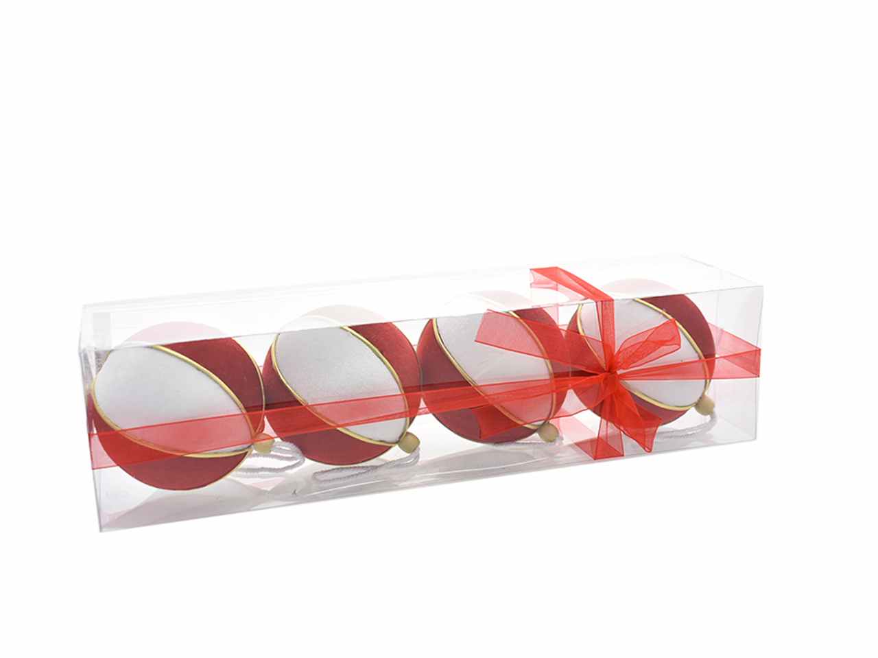 Palle 4 pezzi 10cm bianco/rosso