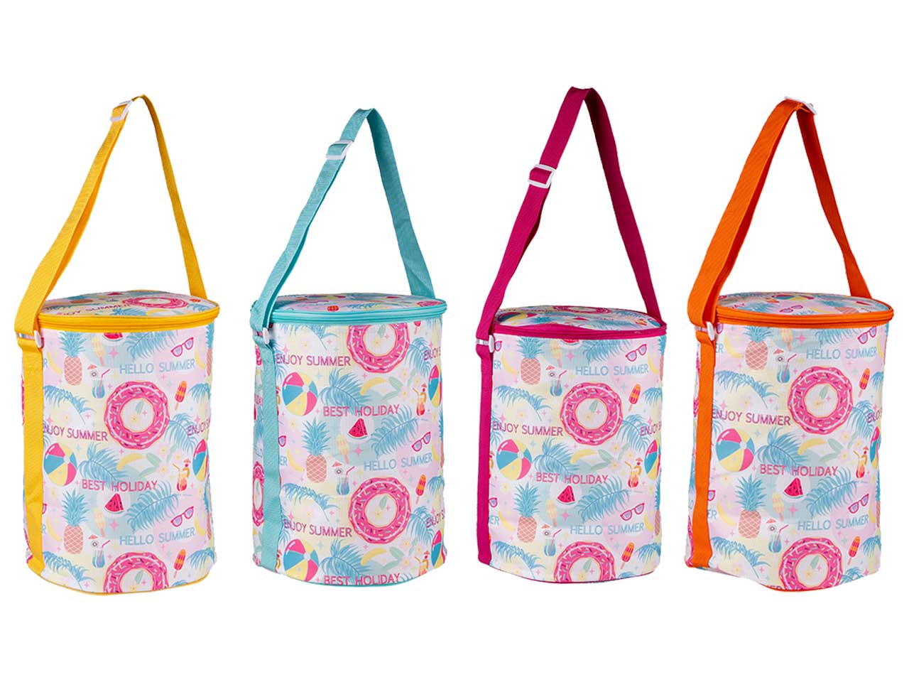 Borsa frigo cilindrica capacita' 26l 3mm linea summer in 4 assortimenti