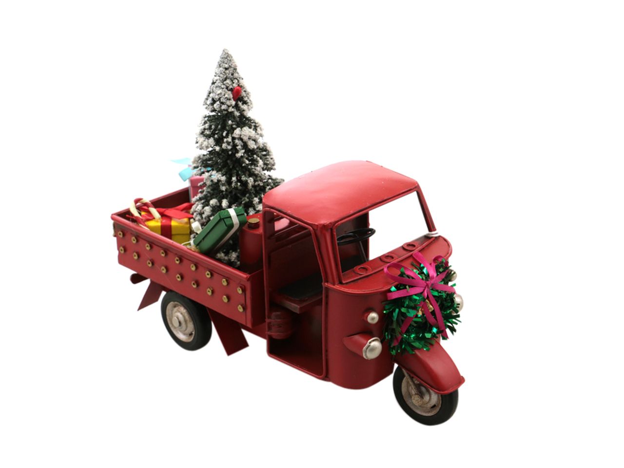 Triciclo con albero di natale decorativo misura 25,5x10,7x18,5cm