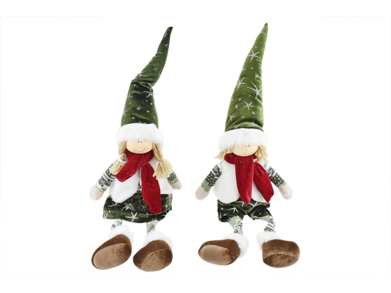 Elfo boy&girl seduto misura 21x14x77cm colore verde e rosso