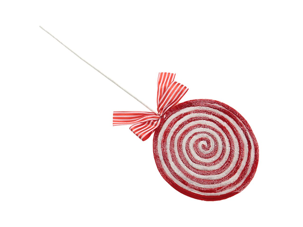 Lollipop natalizio l.64cm colore rosso e bianco