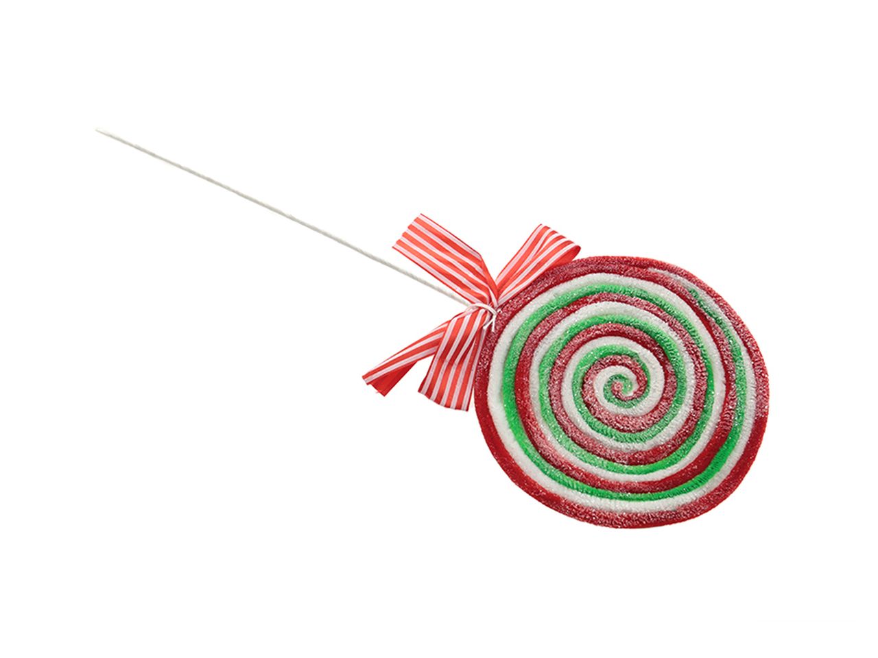 Lollipop natalizio l.64cm colore rosso, bianco e verde