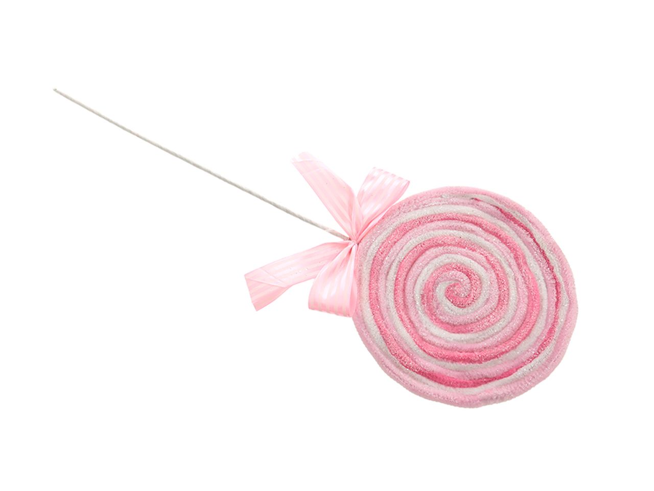 Lollipop natalizio l.64cm colore rosa e bianco