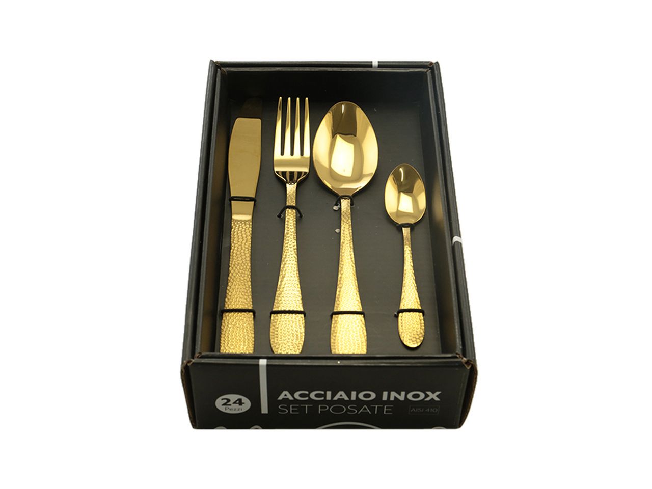 Posate in acciaio - la confezione comprende 24 posate 24 colore oro