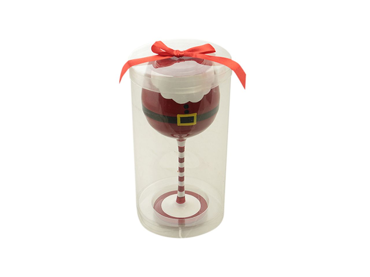 Calice in vetro in confezione regalo misura 400ml con decorazione vestito di natale