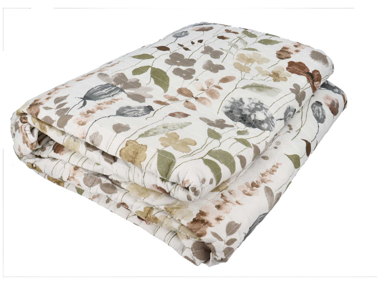 Trapunta matrimoniale primaverile Giulia in tessuto stampato floreale tortora stile country 260x260 cm - Carillo Home