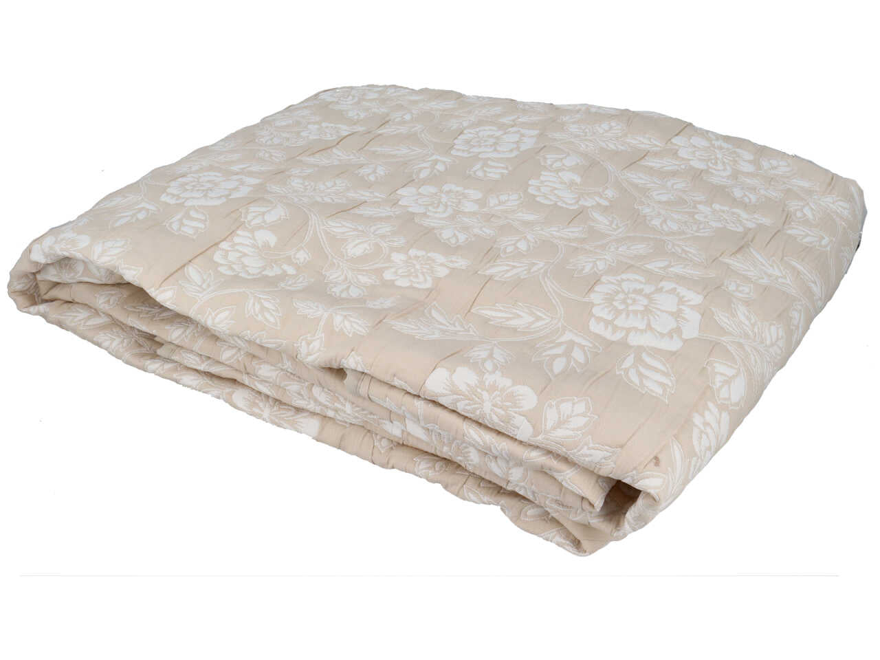 Copriletto matrimoniale primavera/autunno beige floreale in poliestere stile romantico 260x260 cm - Carrillo Home