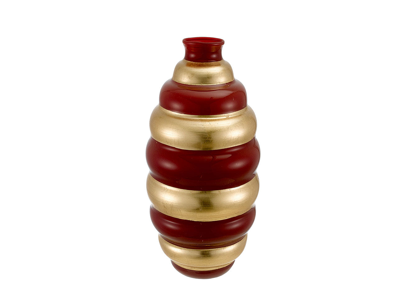 Vaso nicole d.20cm h.37cm saturno rosso e oro