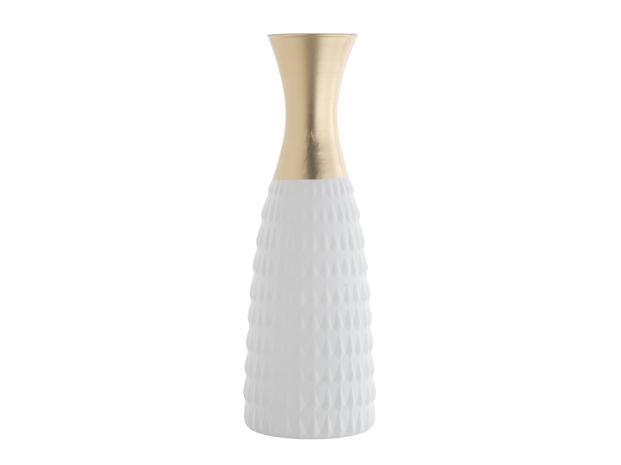 Vaso shaila h.37xd.12cm seta bianco e oro