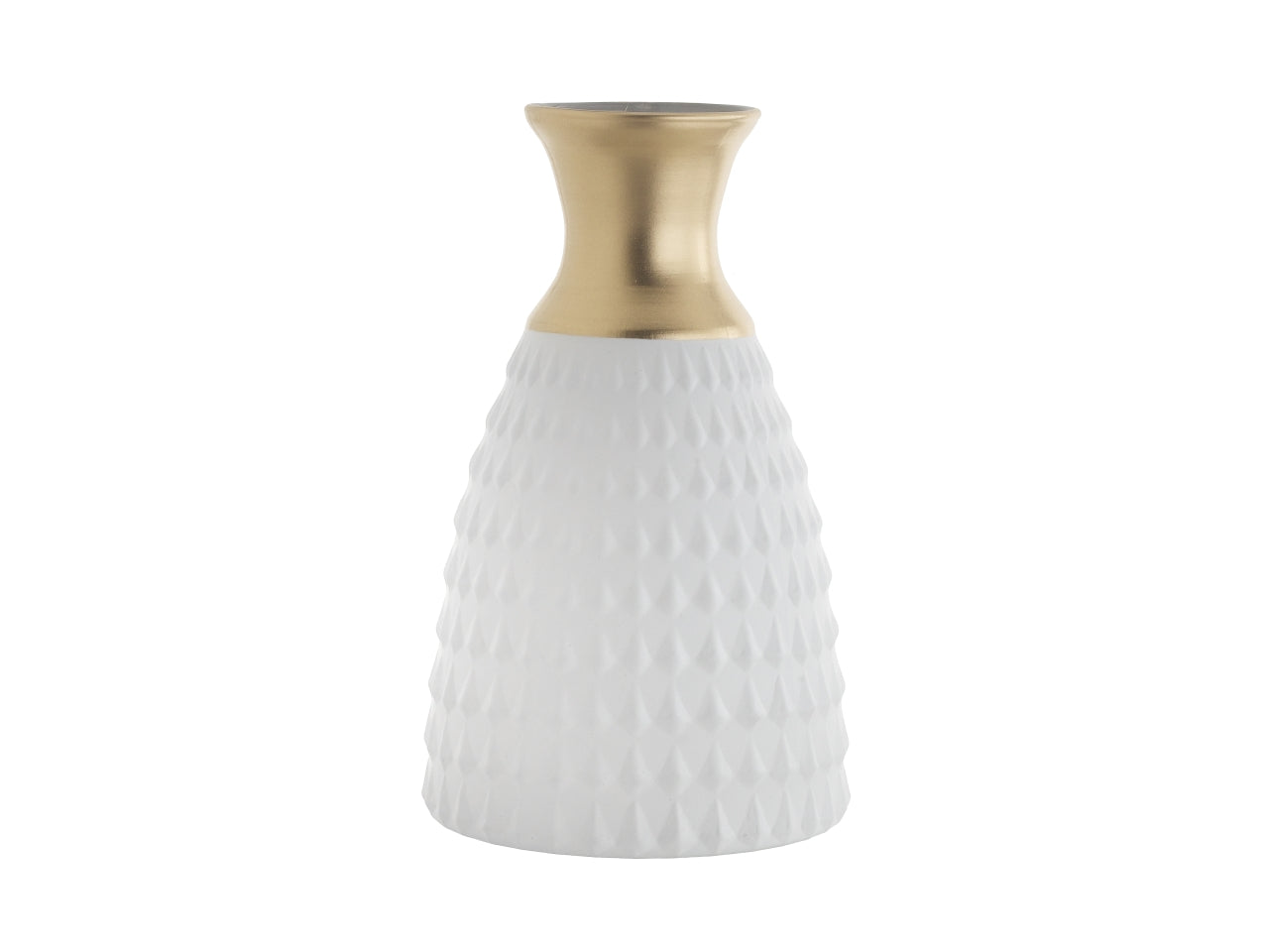 Vaso shaila h.26xd.16cm seta bianco e oro