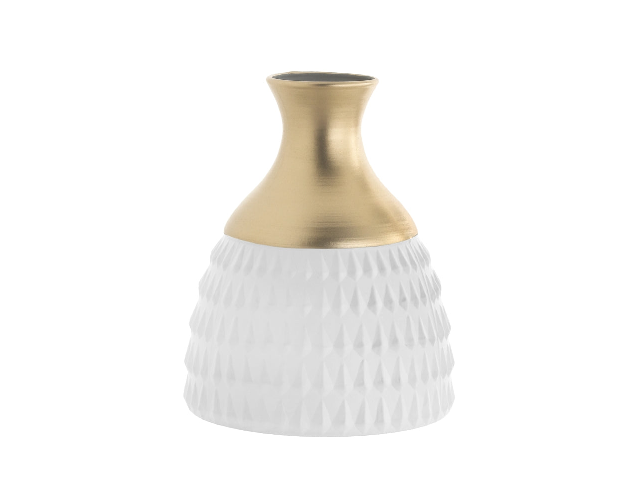 Vaso shaila h.20xd.15cm seta bianco e oro