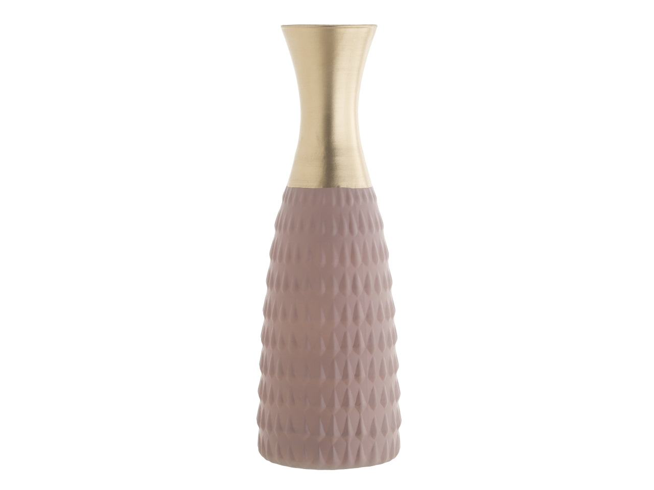 Vaso shaila h.37xd.12cm seta rosa e oro
