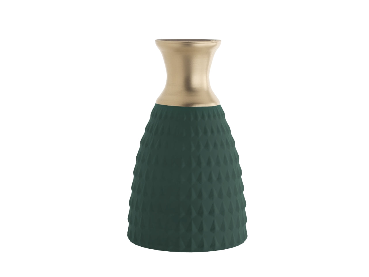 Vaso shaila h.26xd.16cm seta verde e oro