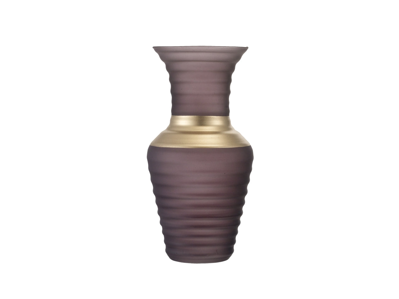 Vaso zora satinato h.26cm noce e oro
