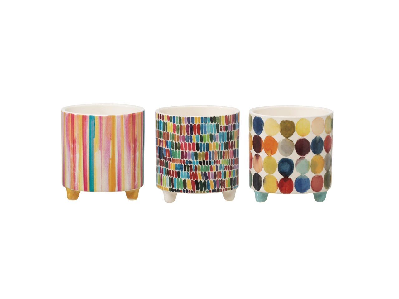 Cachepot vintage in ceramica multicolor a forma cilindrica 10,5x11 cm