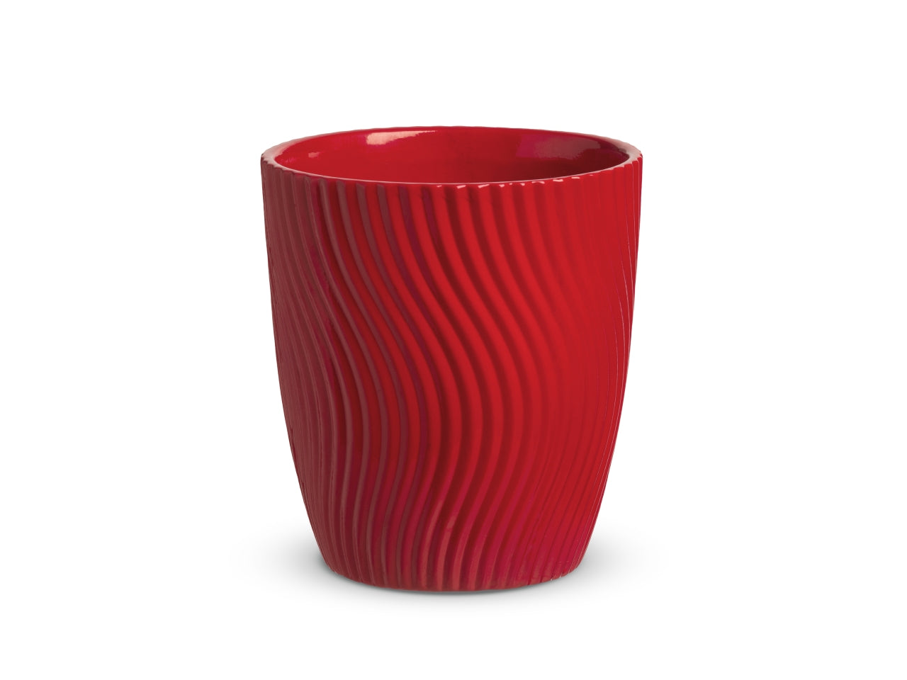 Vaso cache pot glamour d.12,5xh 14cm di colore rosso lucido