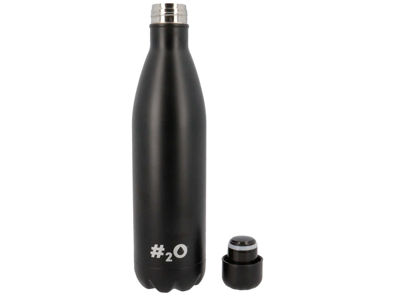 Bottiglia termica da 750ml colore nero matt con logo nero lucido