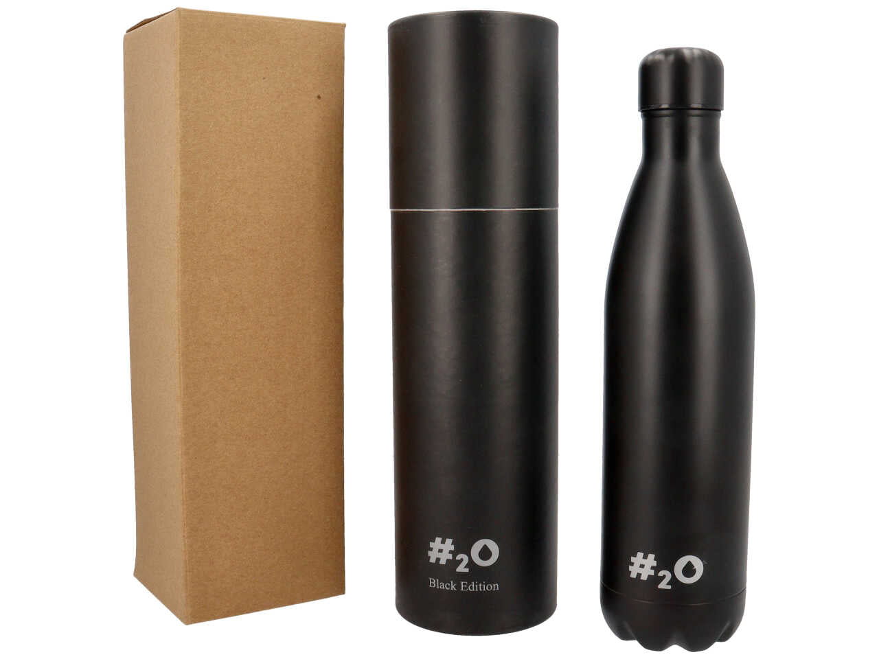 Bottiglia termica da 750ml colore nero matt con logo nero lucido