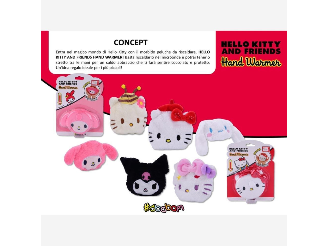 Peluche hello kitty and friends scalda mani in 8 assortiment