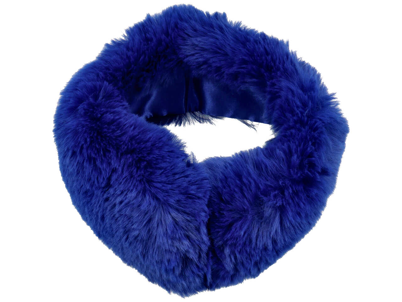 Collo con pelo e calamita tinta unita bluette 100% poliestere